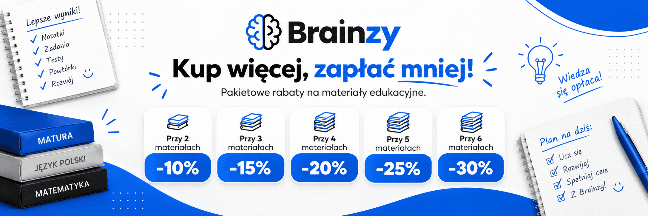 Kupuj więcej i płać mniej — promocja na bazę materiałów Brainzy