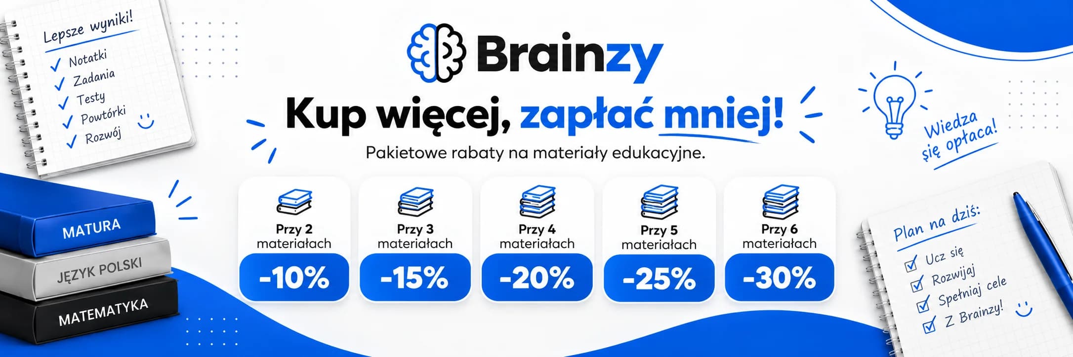 Kupuj więcej i płać mniej - promocja na bazę materiałów Brainzy